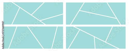 Set of rectangle horizontal photo gallery mosaic collage vector illustration