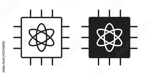 Quantum computing icon art in black and white