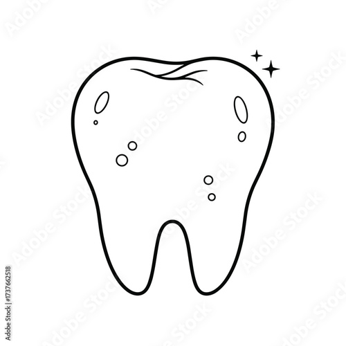 A cartoon drawing of a healthy tooth sparkling clean and white.