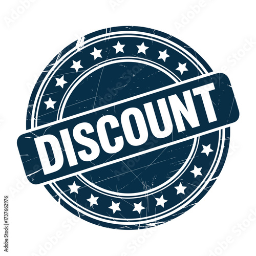 Blue Discount Stamp Image Promoting Special Offers for Retail and Online Sales