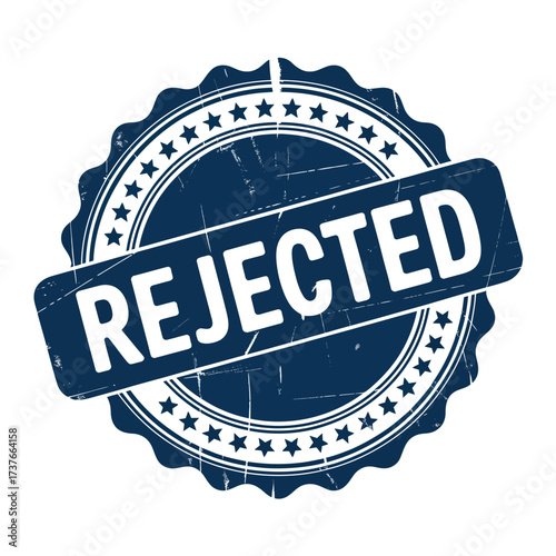 Grunge Rejected Stamp Design in Dark Blue Color on White Background
