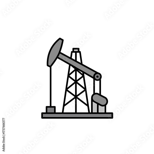 Oil pump jack in industrial style on white background  