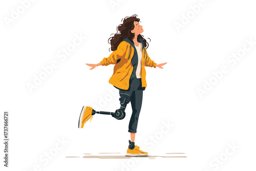 person with prosthetic leg dancing girl isolated