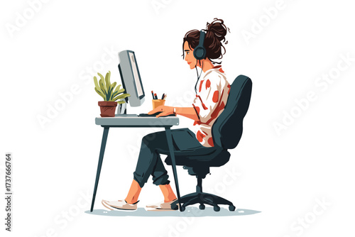 Professional youtuber working at home vlogger isolated