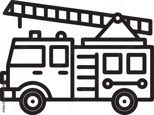 Fire truck icon vector illustration in simple line style design
