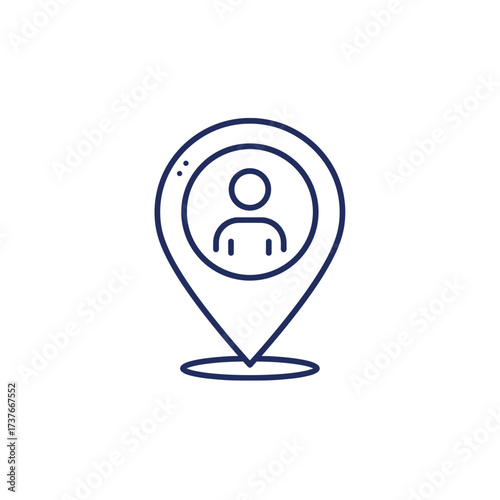 User location pin icon with person silhouette design  