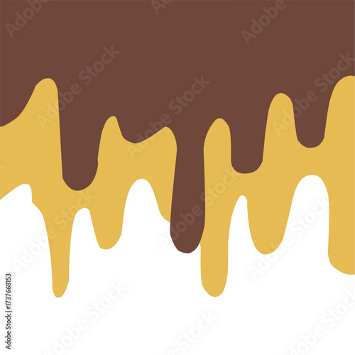 hot melt cheesy, choco cheese flat melting, chocolate drip background, hot cocoa flow, sweet dessert vector,  milk drop illustration, brown liquid wave, melting chocolate cartoon,