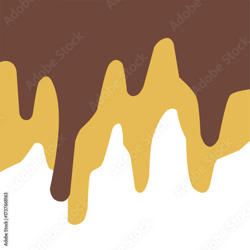 hot melt cheesy, choco cheese flat melting, chocolate drip background, hot cocoa flow, sweet dessert vector,  milk drop illustration, brown liquid wave, melting chocolate cartoon,