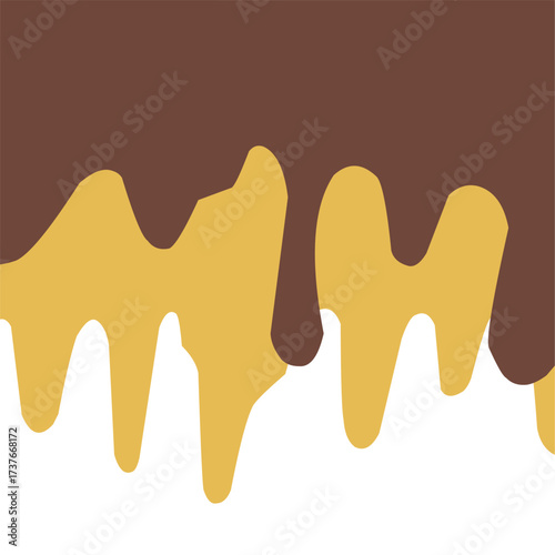 hot melt cheesy, choco cheese flat melting, chocolate drip background, hot cocoa flow, sweet dessert vector,  milk drop illustration, brown liquid wave, melting chocolate cartoon,