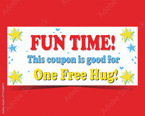 Free Hug Coupon Template Vector Printable Love Gift Certificate with Stars and Hearts Design