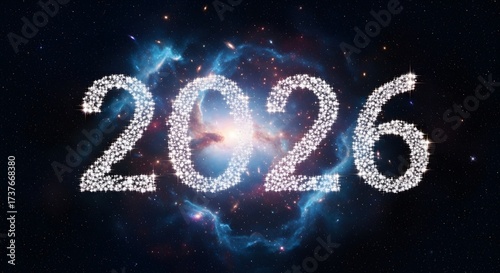 Sparkling 2026 in Cosmic Nebula