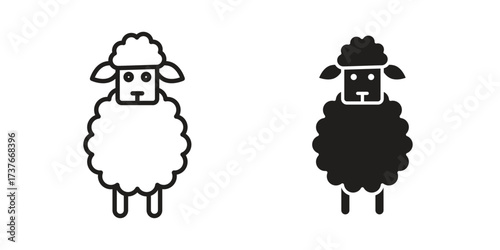 Sheep icon art in black and white