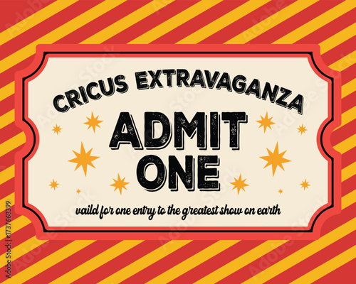Retro Carnival Admission Ticket Vector Vintage Circus Event Pass Template for Print and Graphic Design