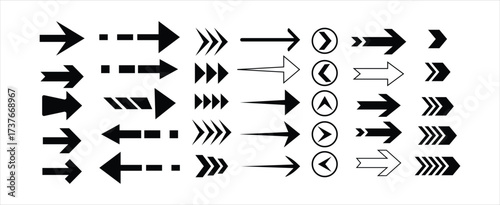 Set of Simple Hand-Drawn Black Arrows. Arrow Various packaging symbols. Hand-Drawn Black Arrows Set collection – Doodle, Sketch, and Vector Styles, Arrow vector line icon set, Modern vector arrow set.