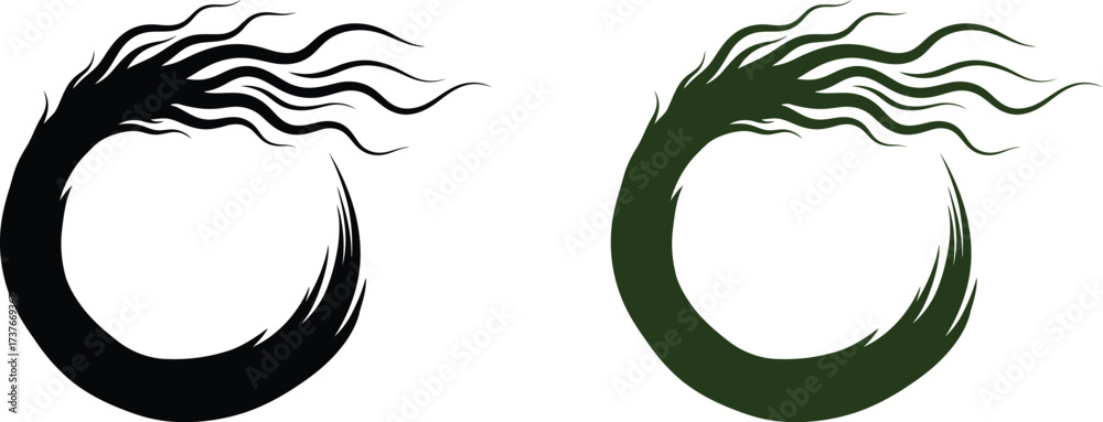 Naklejka premium Abstract black circle with flowing lines vector design element
