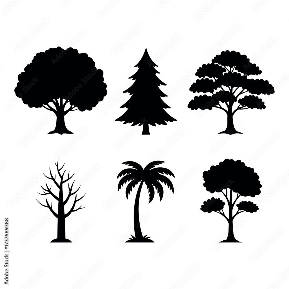 Fototapeta premium Tree Icon Set – Nature Forest Collection