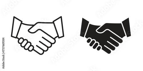 Shake hands icon art in black and white