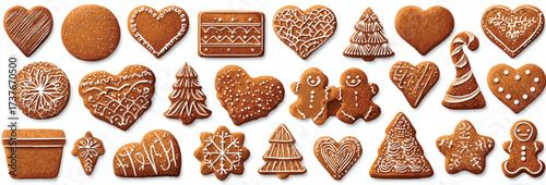 Christmas Gingerbread Cookies Assortment with Icing Decoration for Festive Celebration and Holiday Season Preparation