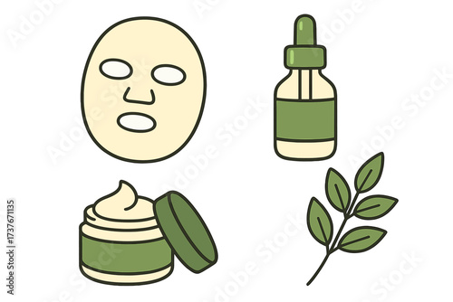 Organic skincare beauty products with natural ingredients for facial treatment and healthy skin
