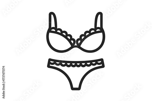 Elegant women's lingerie set with bra and matching panties in outline style