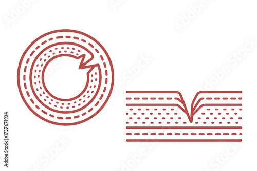 Abstract geometric shapes with dotted and dashed line patterns for modern design