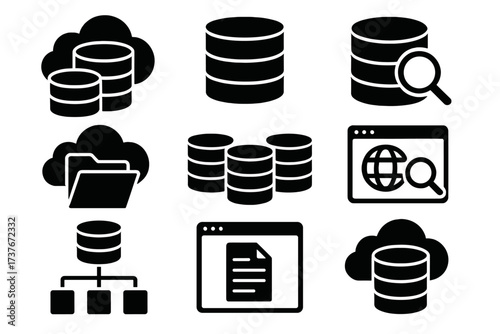 Digital symbols representing data storage and cloud computing technology