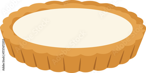 A simple vector illustration of a whole baked tart with a golden fluted crust and a creamy white filling.