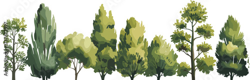 Green grass waving in the wind with trees and sky background