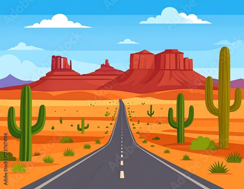 Desert Road Trip Scenic Landscape.