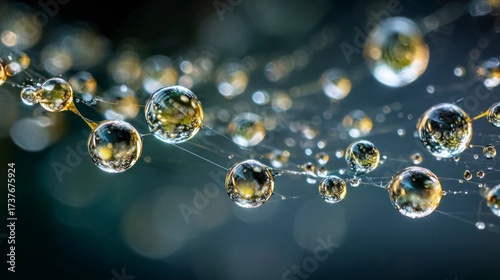 Dew drops on spider web