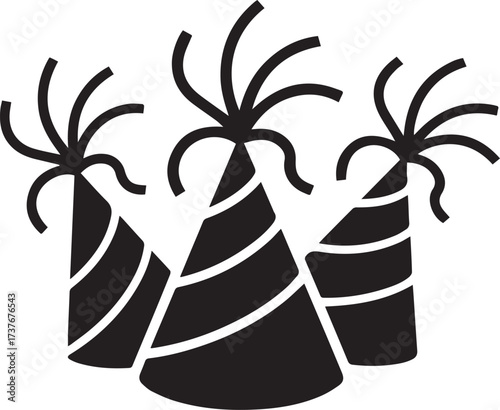 Celebrate new year's eve with festive party hats silhouette elements for celebrations
