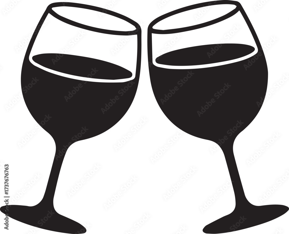 Ταπετσαρία Two silhouette wine glasses clinking together celebrating special occasion joyfu