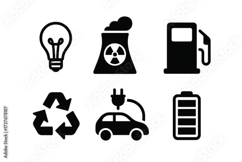 Diverse energy and environmental themes representing power and sustainability