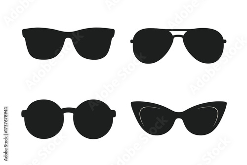 Collection of diverse fashion sunglasses silhouettes and stylish eyewear designs