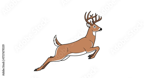 A majestic deer with impressive antlers leaps gracefully through the air during a playful moment in its natural habitat.
