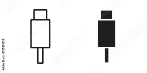 USB type c icon art in black and white