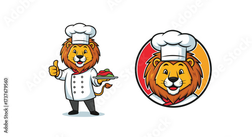 The mighty lion chef with a dish of delicious food giving a thumbs up.