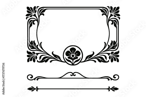 Elegant floral frame with decorative dividers and vintage ornamental elements