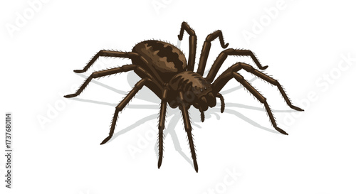 Realistic 3d spider render featuring detailed hairy texture and shadow effects