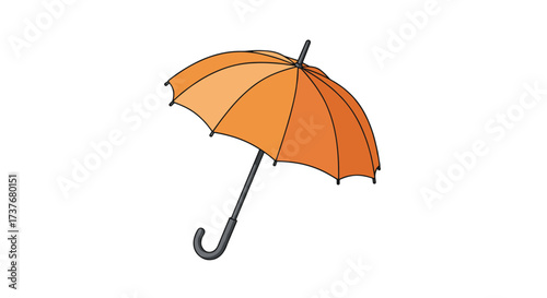 Bright orange umbrella on white background: simple and modern
