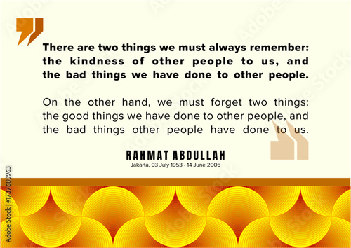 Vector graphics, a message from a religious figure from Jakarta, two good things and two bad things that we must remember, and we must forget.