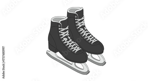 Ice skates pair in detailed flat style for winter sports enthusiasts