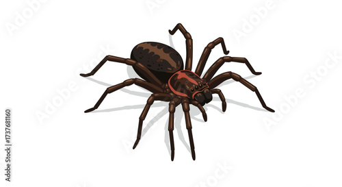 Realistic spider artwork with detailed anatomy on white background