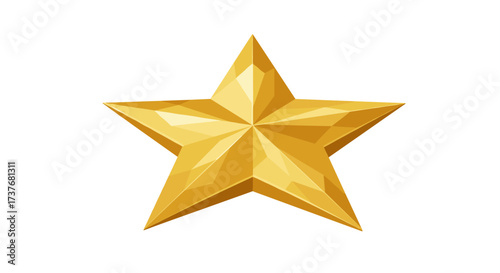 Shiny geometric gold star on white background for celebrations and awards