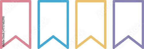 Four pastelcolored flag banners, each with a unique hue, providing a charming and versatile design element for celebrations and decorative layouts