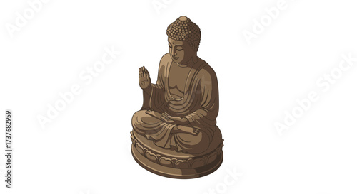 Elegant buddha statue in isometric style for meditation and spiritual decor