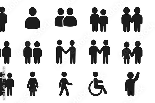Collection of inclusive pictograms: diverse gender neutral symbols
