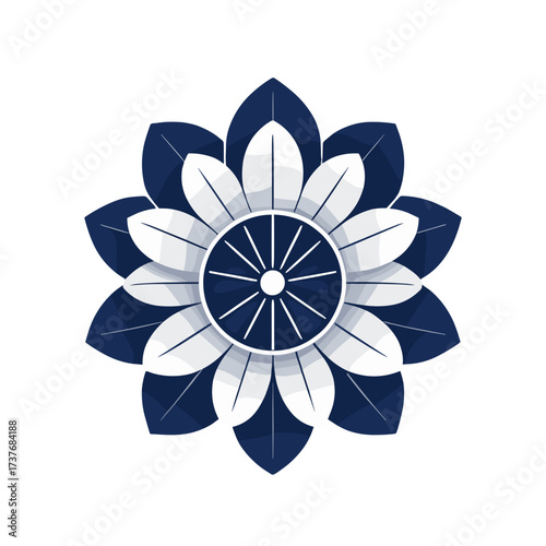 Stylized lotus flower emblem with a central wheel, symbolizing purity and spiritual awakening
