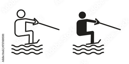 Wakeboarding icon art in black and white