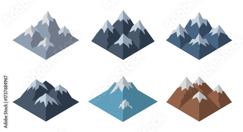 Geometric mountain peaks collection in flat design featuring diverse colors